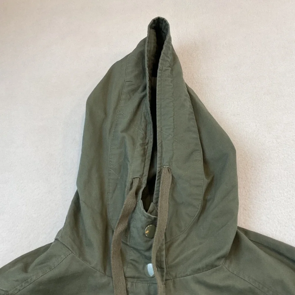Love Tree Womens Olive Green Utility Anorak Military Hooded Field Jacket Medium